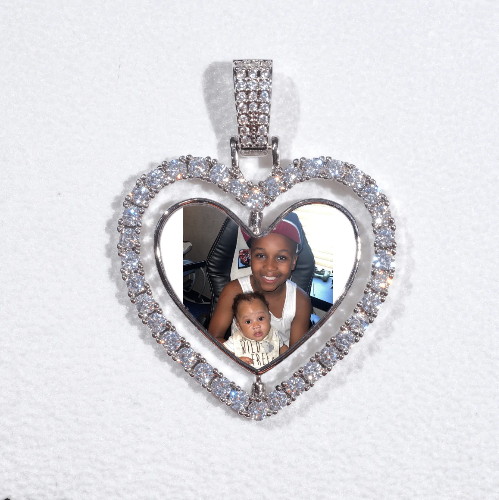 3D Spinning 2-Faced Heart Custom Picture Pendant