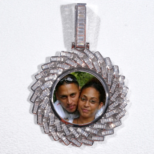 Large 3D Baguette Custom Picture Pendant