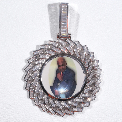 Large 3D Baguette Custom Picture Pendant