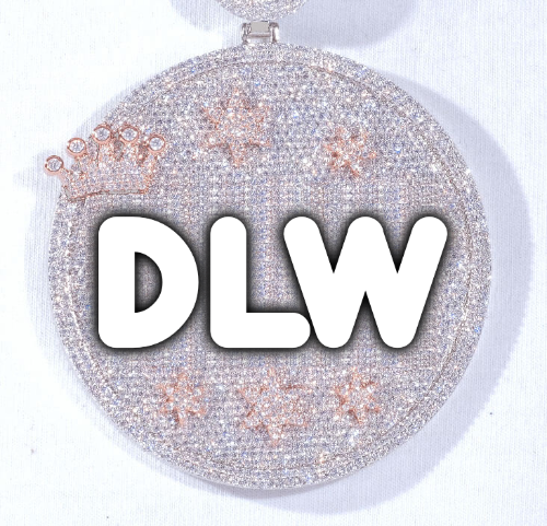 CUSTOM LETTER NECKLACE 3D BIG CROWN DISC