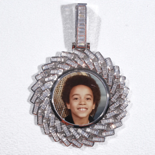 Large 3D Baguette Custom Picture Pendant