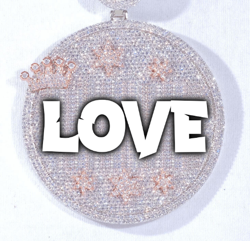 CUSTOM LETTER NECKLACE 3D BIG CROWN DISC