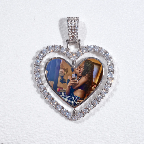 3D Spinning 2-Faced Heart Custom Picture Pendant