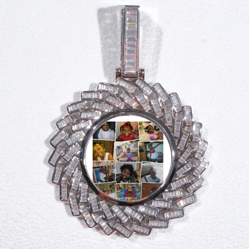 Large 3D Baguette Custom Picture Pendant