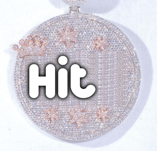 CUSTOM LETTER NECKLACE 3D BIG CROWN DISC