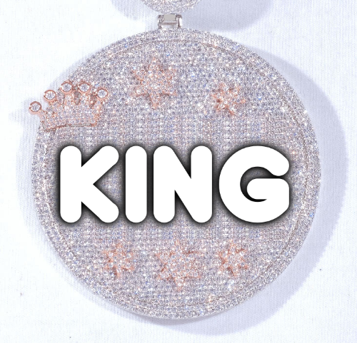 CUSTOM LETTER NECKLACE 3D BIG CROWN DISC