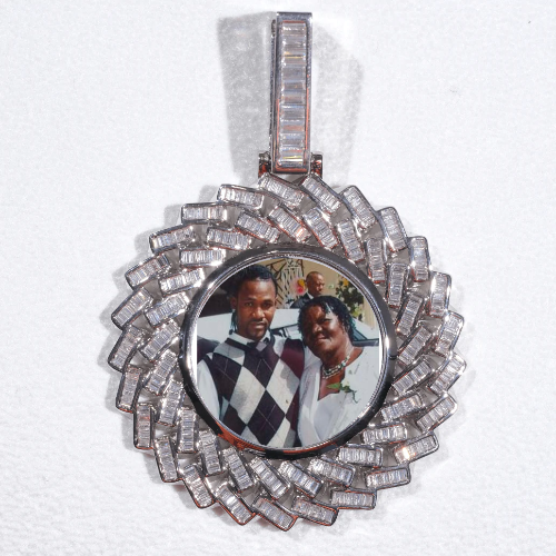 Large 3D Baguette Custom Picture Pendant