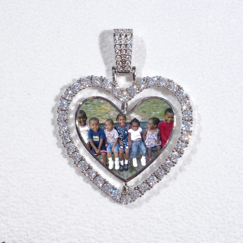 3D Spinning 2-Faced Heart Custom Picture Pendant