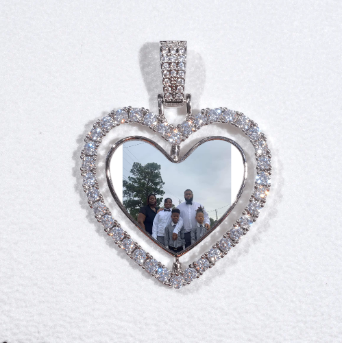 3D Spinning 2-Faced Heart Custom Picture Pendant