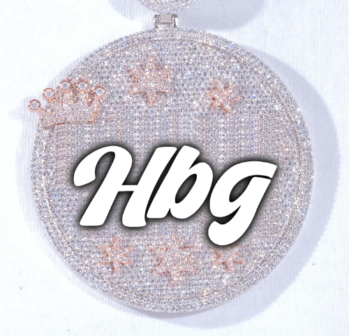 CUSTOM LETTER NECKLACE 3D BIG CROWN DISC