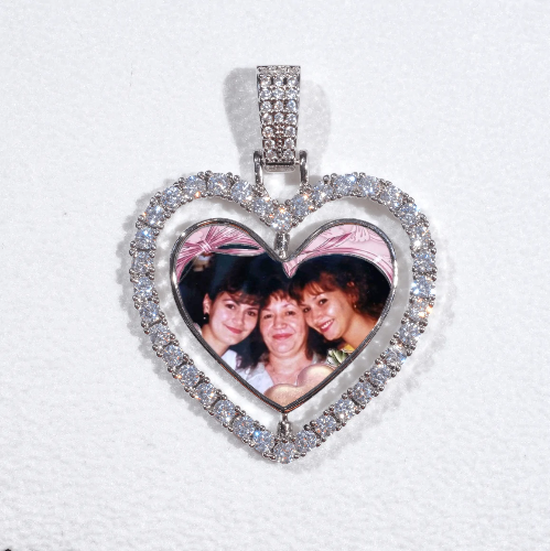 3D Spinning 2-Faced Heart Custom Picture Pendant