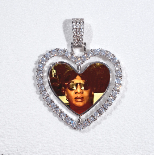 3D Spinning 2-Faced Heart Custom Picture Pendant