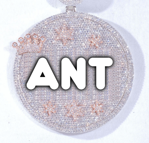 CUSTOM LETTER NECKLACE 3D BIG CROWN DISC