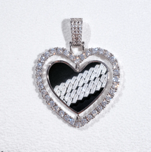3D Spinning 2-Faced Heart Custom Picture Pendant