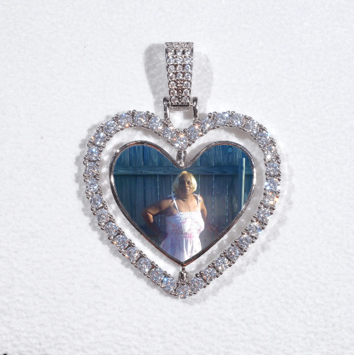 3D Spinning 2-Faced Heart Custom Picture Pendant