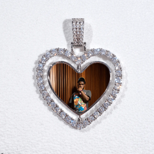 3D Spinning 2-Faced Heart Custom Picture Pendant