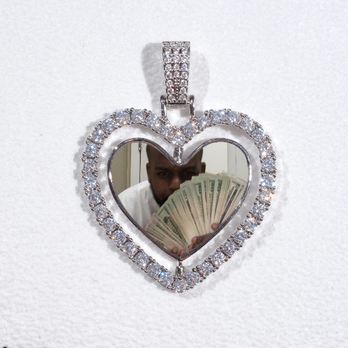 3D Spinning 2-Faced Heart Custom Picture Pendant