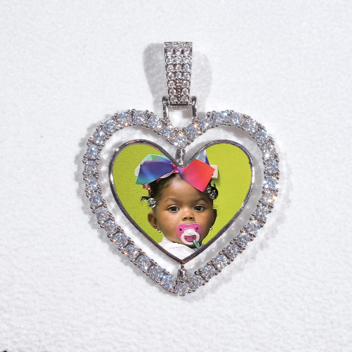 3D Spinning 2-Faced Heart Custom Picture Pendant