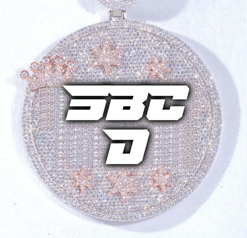 CUSTOM LETTER NECKLACE 3D BIG CROWN DISC