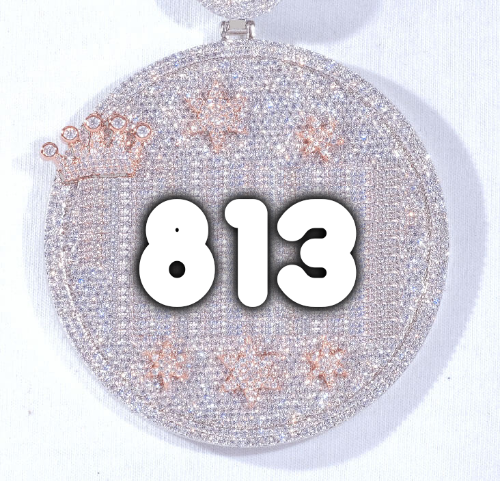 CUSTOM LETTER NECKLACE 3D BIG CROWN DISC