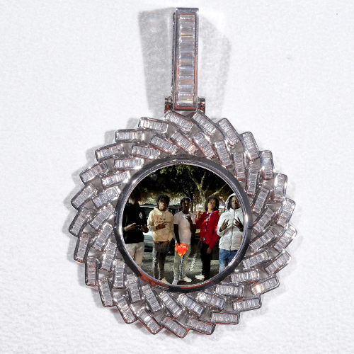 Large 3D Baguette Custom Picture Pendant