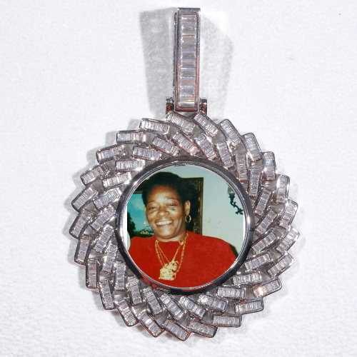 Large 3D Baguette Custom Picture Pendant