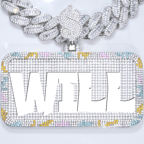 CUSTOM LETTER NECKLACE 3D COLORFUL SQUARE