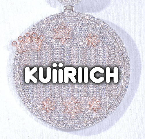 CUSTOM LETTER NECKLACE 3D BIG CROWN DISC
