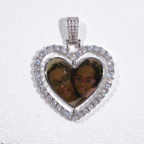 3D Spinning 2-Faced Heart Custom Picture Pendant