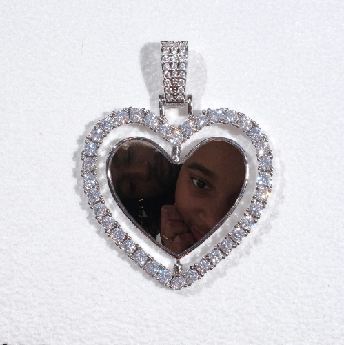 3D Spinning 2-Faced Heart Custom Picture Pendant