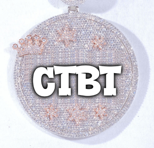 CUSTOM LETTER NECKLACE 3D BIG CROWN DISC