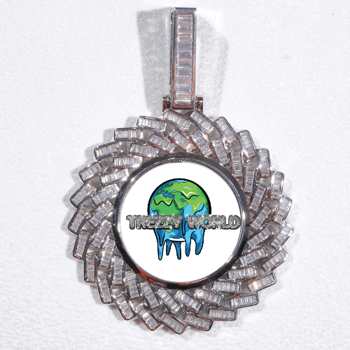 Large 3D Baguette Custom Picture Pendant
