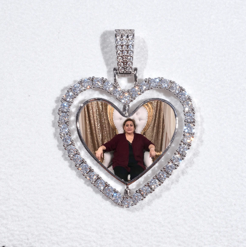 3D Spinning 2-Faced Heart Custom Picture Pendant