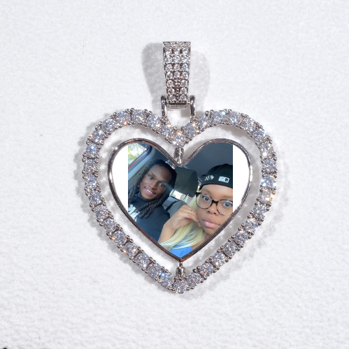 3D Spinning 2-Faced Heart Custom Picture Pendant