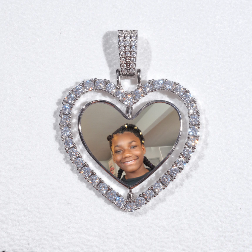 3D Spinning 2-Faced Heart Custom Picture Pendant