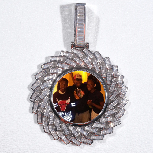 Large 3D Baguette Custom Picture Pendant