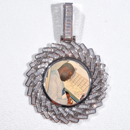 Large 3D Baguette Custom Picture Pendant