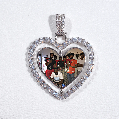 3D Spinning 2-Faced Heart Custom Picture Pendant