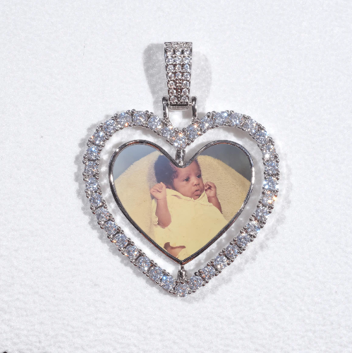 3D Spinning 2-Faced Heart Custom Picture Pendant