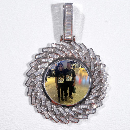 Large 3D Baguette Custom Picture Pendant