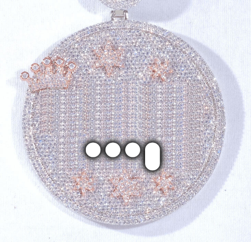 CUSTOM LETTER NECKLACE 3D BIG CROWN DISC