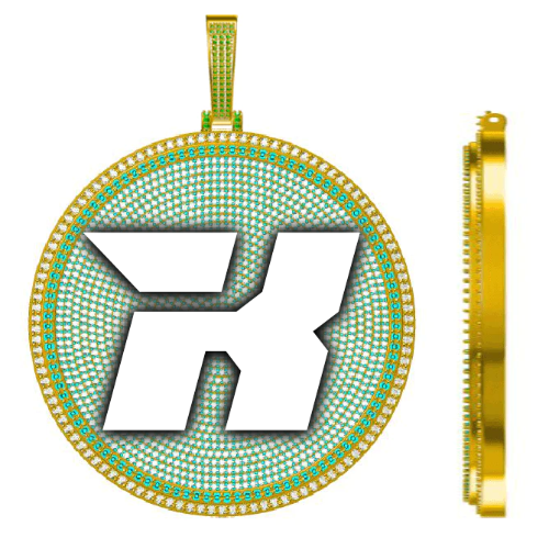 CUSTOM LETTER NECKLACE 3D BIG DISC