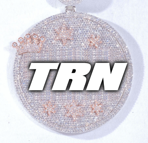 CUSTOM LETTER NECKLACE 3D BIG CROWN DISC