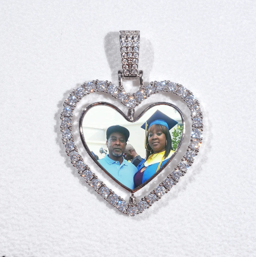 3D Spinning 2-Faced Heart Custom Picture Pendant