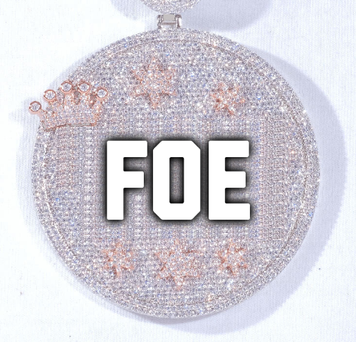 CUSTOM LETTER NECKLACE 3D BIG CROWN DISC