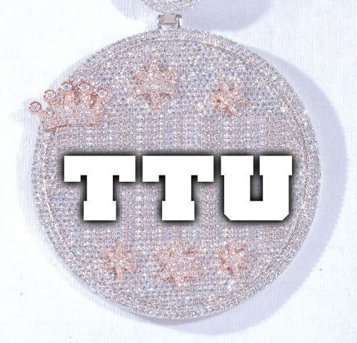 CUSTOM LETTER NECKLACE 3D BIG CROWN DISC