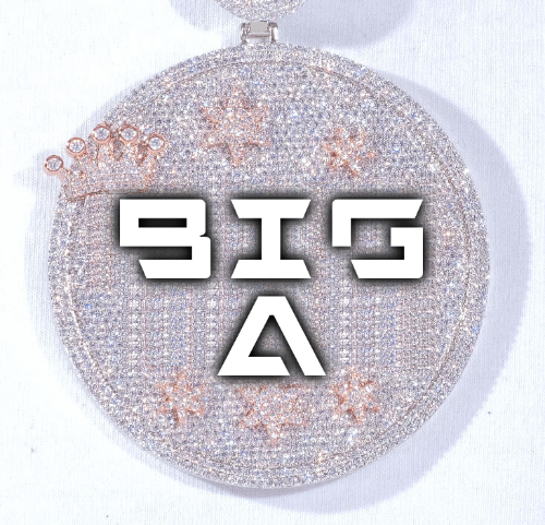 CUSTOM LETTER NECKLACE 3D BIG CROWN DISC