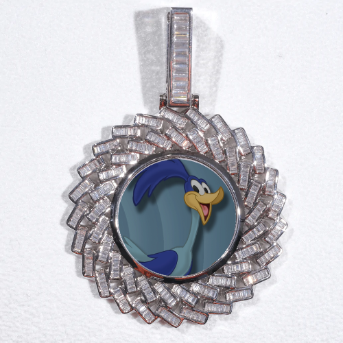 Large 3D Baguette Custom Picture Pendant