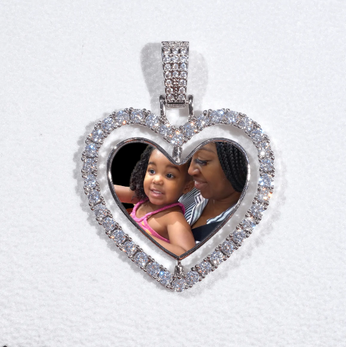 3D Spinning 2-Faced Heart Custom Picture Pendant