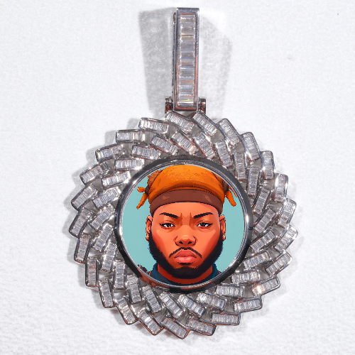 Large 3D Baguette Custom Picture Pendant